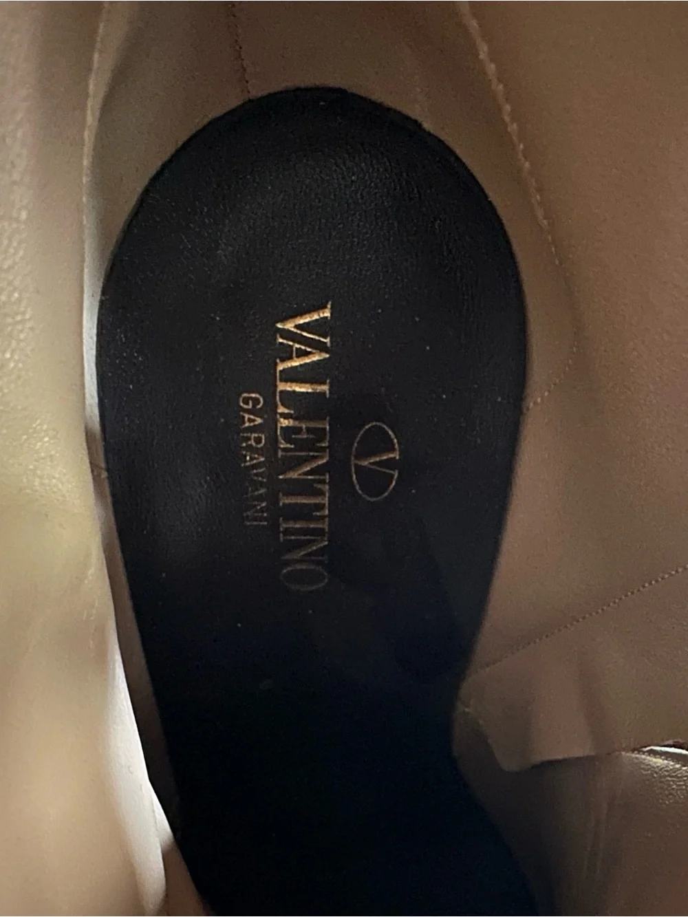 Valentino Dark Brown Leather Platform Ankle Boots with Gold V Logo
